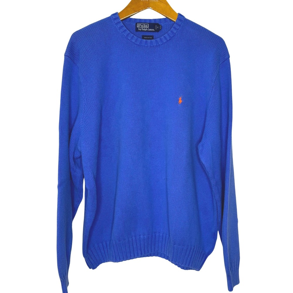 Vintage Polo Ralph Lauren Crew Neck Cotton Sweater Mens XXL‎ Blue